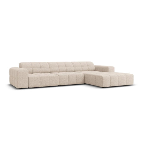 Jennifer 4-Sitzer Ecksofa, Rechte Seite, mit Bezug aus Chenille (Haga 30) in Beige, 284x166 cm – Bild 3