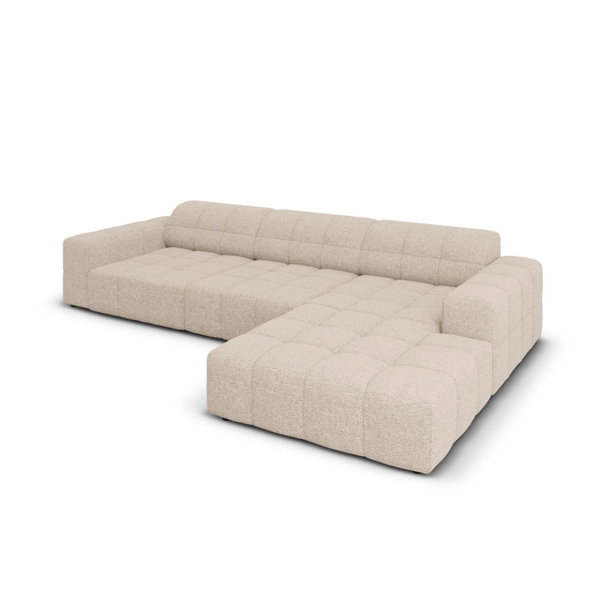 Jennifer 4-Sitzer Ecksofa, Rechte Seite, mit Bezug aus Chenille (Haga 30) in Beige, 284x166 cm – Bild 4