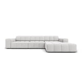 Jennifer 4-Sitzer Ecksofa, Rechte Seite, mit Bezug aus Samt (Bluvel 03) in Silver, 284x166 cm – Bild 1