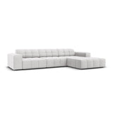 Jennifer 4-Sitzer Ecksofa, Rechte Seite, mit Bezug aus Samt (Bluvel 03) in Silver, 284x166 cm – Bild 3