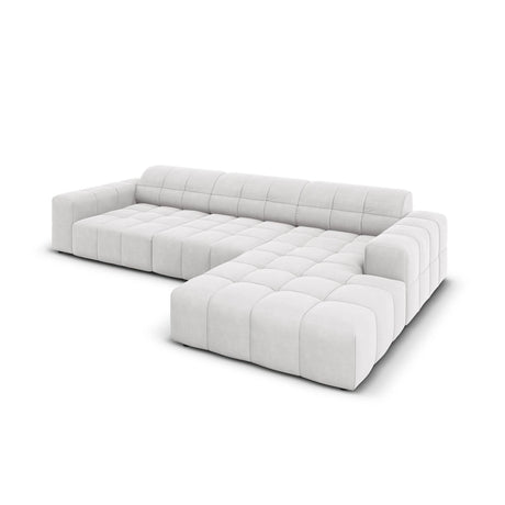 Jennifer 4-Sitzer Ecksofa, Rechte Seite, mit Bezug aus Samt (Bluvel 03) in Silver, 284x166 cm – Bild 4