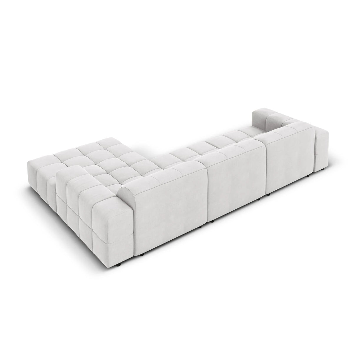 Jennifer 4-Sitzer Ecksofa, Rechte Seite, mit Bezug aus Samt (Bluvel 03) in Silver, 284x166 cm – Bild 5