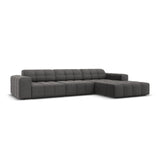 Jennifer 4-Sitzer Ecksofa, Rechte Seite, mit Bezug aus Samt (Bluvel 14) in Grau, 284x166 cm – Bild 3