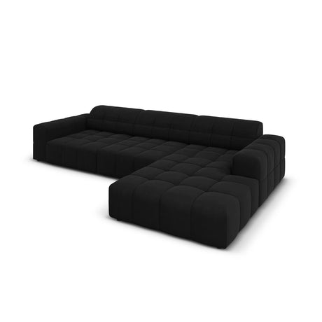 Jennifer 4-Sitzer Ecksofa, Rechte Seite, mit Bezug aus Samt (Bluvel 19) in Schwarz, 284x166 cm – Bild 4