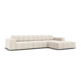 Jennifer 4-Sitzer Ecksofa, Rechte Seite, mit Bezug aus Samt (Bluvel 22) in Leichtes Beige, 284x166 cm – Bild 3