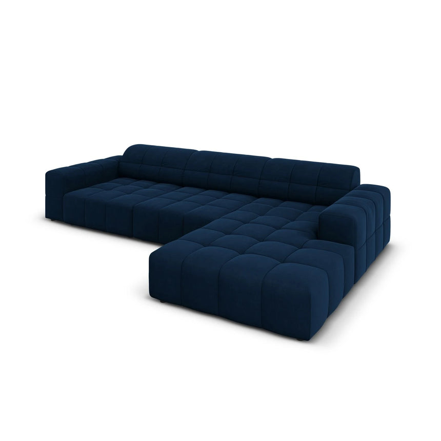 Jennifer 4-Sitzer Ecksofa, Rechte Seite, mit Bezug aus Samt (Bluvel 86) in Königsblau, 284x166 cm – Bild 4