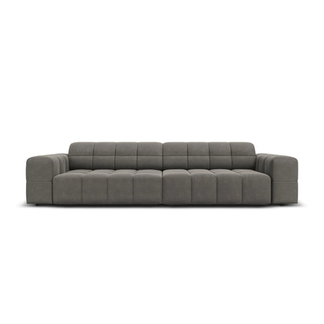 Jennifer 4-Sitzer Sofa mit Bezug aus Samt (Bluvel 13) in Hellgrau, 244x102 cm – Bild 1