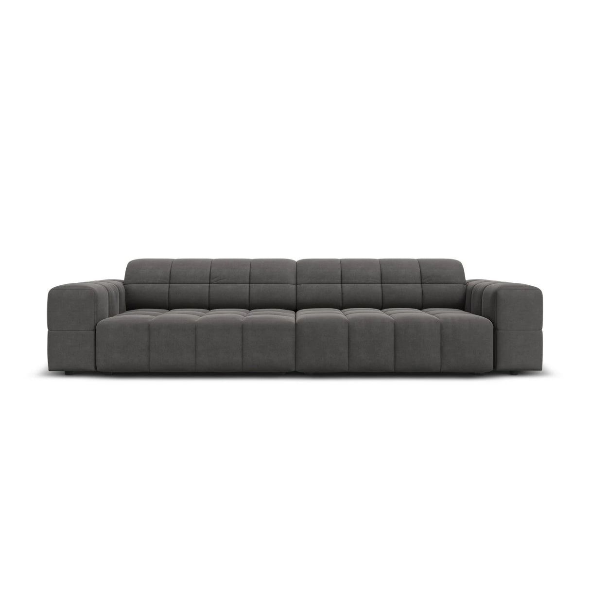 Jennifer 4-Sitzer Sofa mit Bezug aus Samt (Bluvel 14) in Grau, 244x102 cm – Bild 1