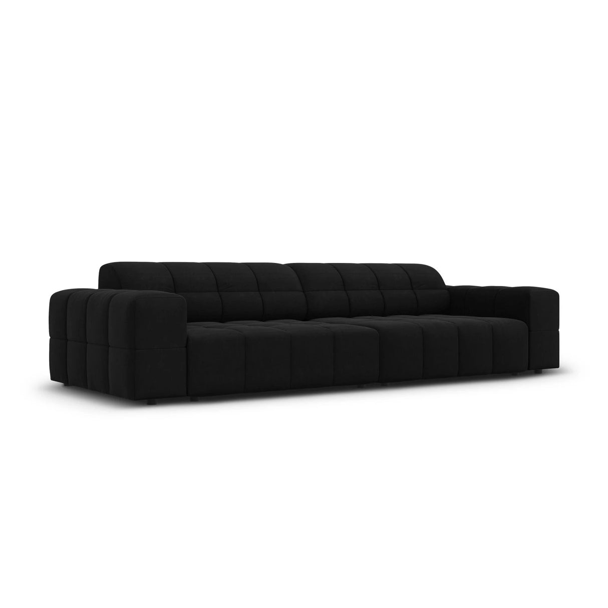 Jennifer 4-Sitzer Sofa mit Bezug aus Samt (Bluvel 19) in Schwarz, 244x102 cm – Bild 3