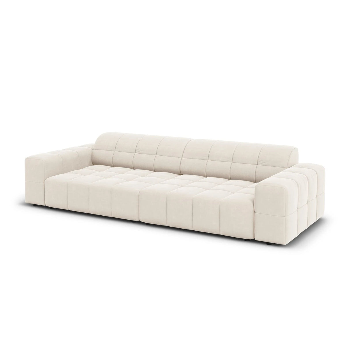 Jennifer 4-Sitzer Sofa mit Bezug aus Samt (Bluvel 22) in Leichtes Beige, 244x102 cm – Bild 4