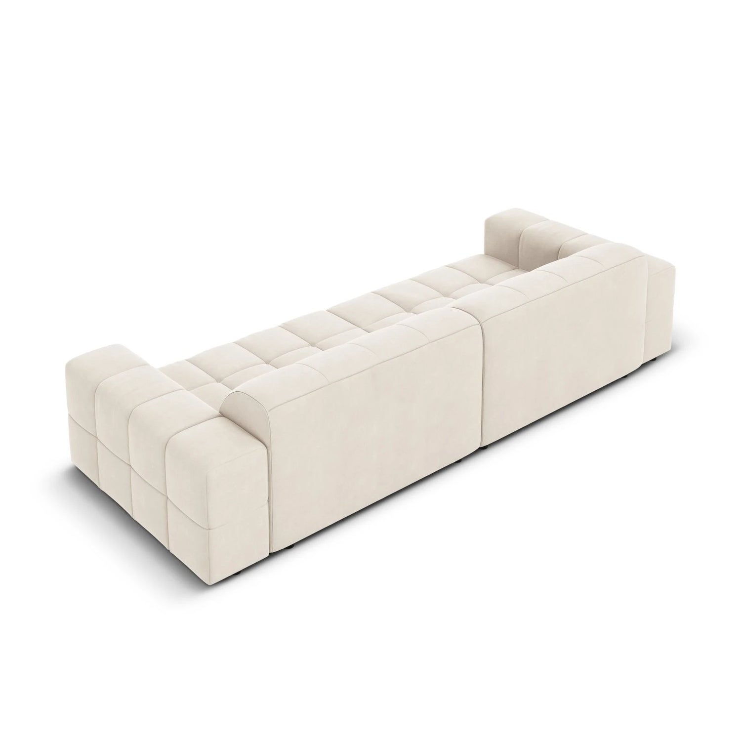 Jennifer 4-Sitzer Sofa mit Bezug aus Samt (Bluvel 22) in Leichtes Beige, 244x102 cm – Bild 5