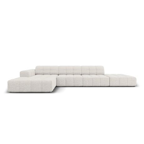 Jennifer 5-Sitzer Ecksofa, Linke Seite, mit Bezug aus Chenille (Haga 06) in Hellgrau, 341x166 cm – Bild 1