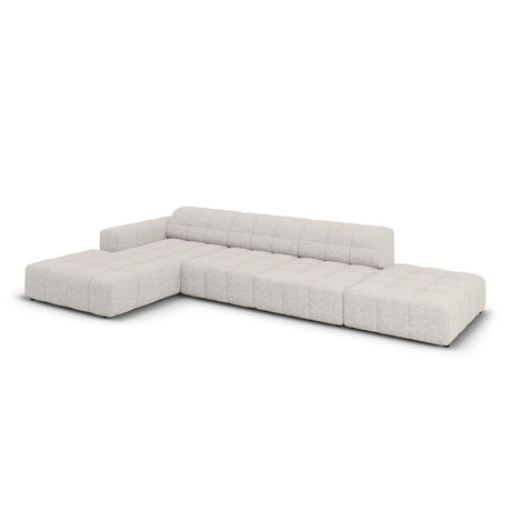 Jennifer 5-Sitzer Ecksofa, Linke Seite, mit Bezug aus Chenille (Haga 06) in Hellgrau, 341x166 cm – Bild 4
