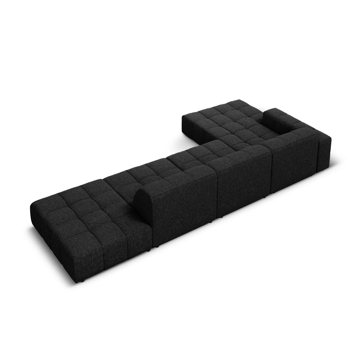 Jennifer 5-Sitzer Ecksofa, Linke Seite, mit Bezug aus Chenille (Haga 19) in Schwarz, 341x166 cm – Bild 5