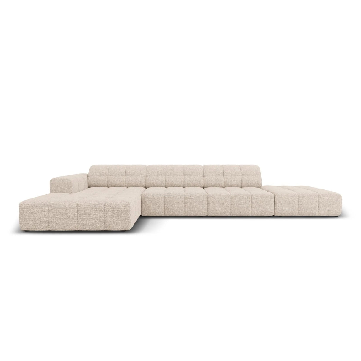 Jennifer 5-Sitzer Ecksofa, Linke Seite, mit Bezug aus Chenille (Haga 30) in Beige, 341x166 cm – Bild 1