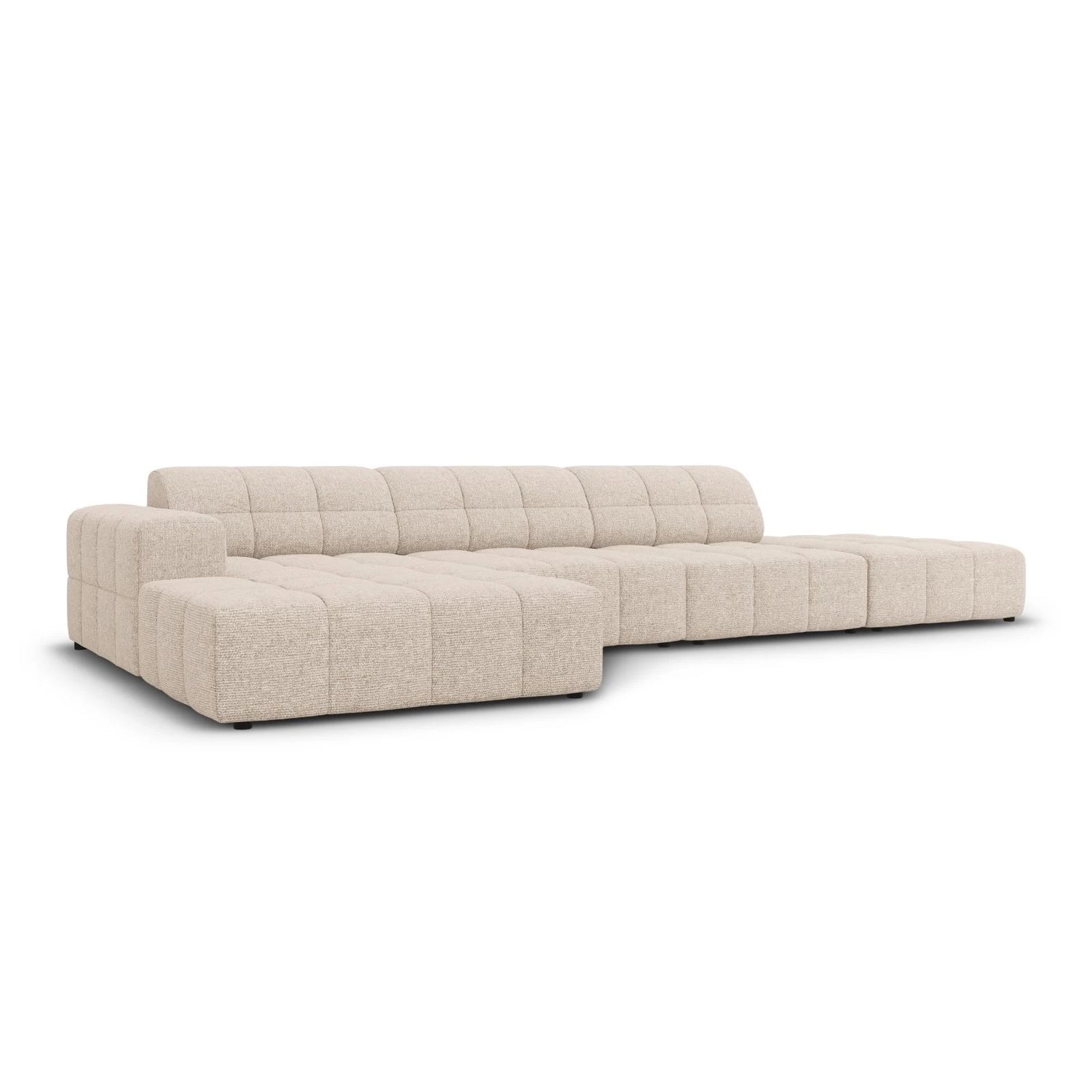 Jennifer 5-Sitzer Ecksofa, Linke Seite, mit Bezug aus Chenille (Haga 30) in Beige, 341x166 cm – Bild 3