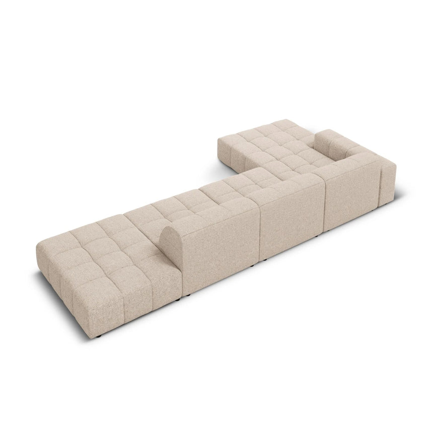 Jennifer 5-Sitzer Ecksofa, Linke Seite, mit Bezug aus Chenille (Haga 30) in Beige, 341x166 cm – Bild 5