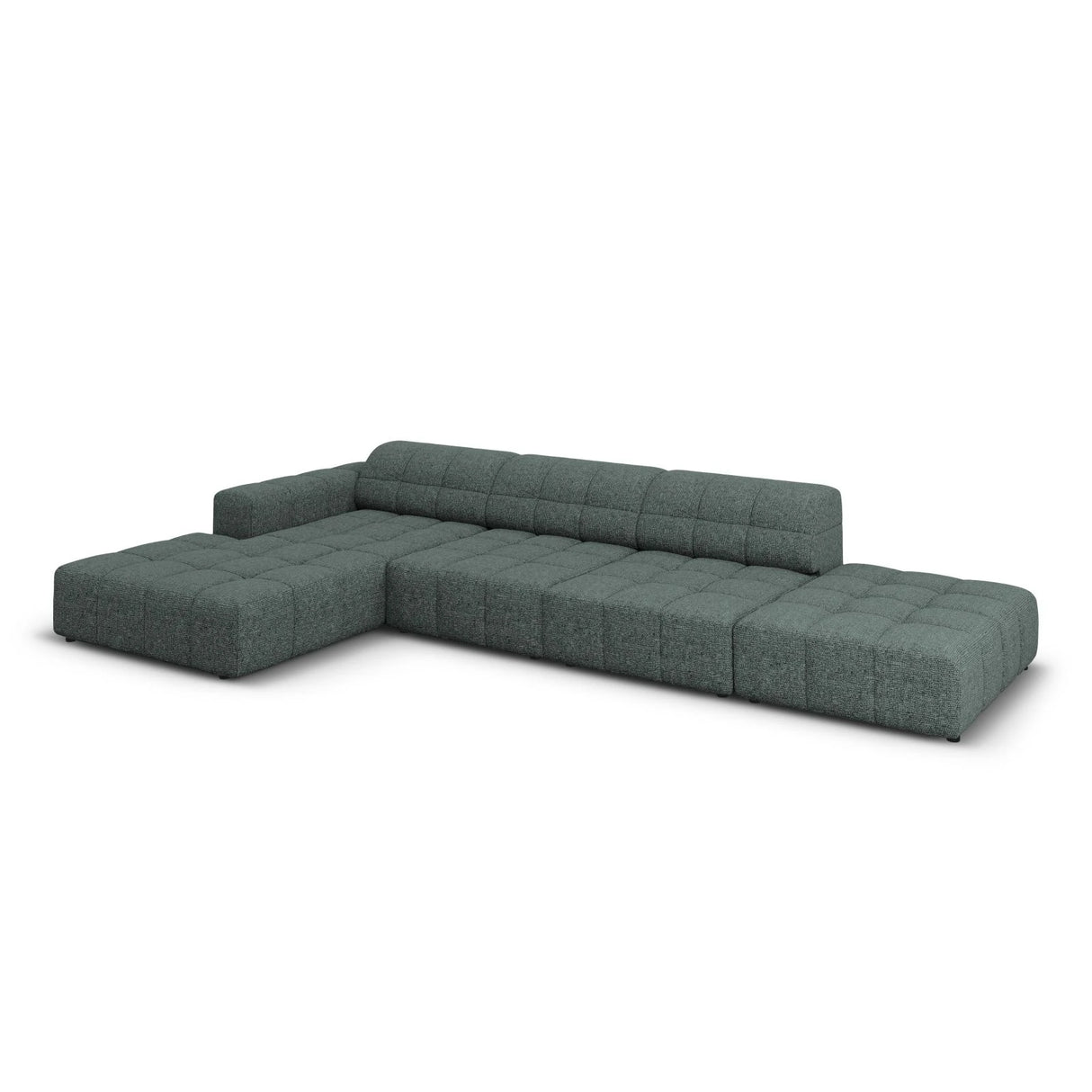 Jennifer 5-Sitzer Ecksofa, Linke Seite, mit Bezug aus Chenille (Haga 78) in Petrol, 341x166 cm – Bild 4