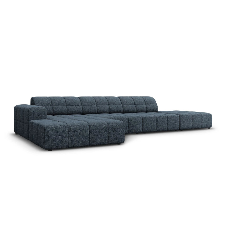 Jennifer 5-Sitzer Ecksofa, Linke Seite, mit Bezug aus Chenille (Haga 86) in Königsblau, 341x166 cm – Bild 3