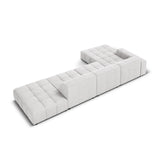 Jennifer 5-Sitzer Ecksofa, Linke Seite, mit Bezug aus Samt (Bluvel 03) in Silver, 341x166 cm – Bild 5