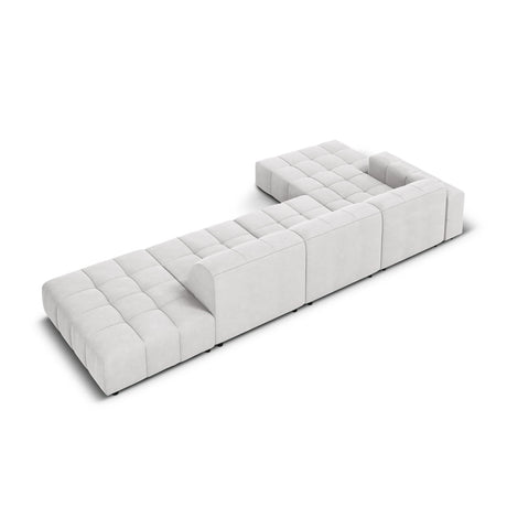 Jennifer 5-Sitzer Ecksofa, Linke Seite, mit Bezug aus Samt (Bluvel 03) in Silver, 341x166 cm – Bild 5