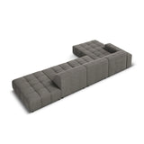 Jennifer 5-Sitzer Ecksofa, Linke Seite, mit Bezug aus Samt (Bluvel 13) in Hellgrau, 341x166 cm – Bild 5