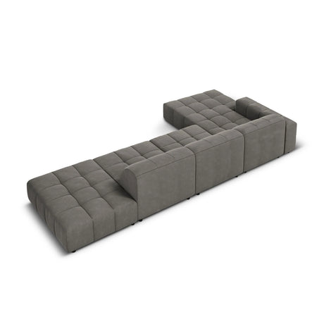 Jennifer 5-Sitzer Ecksofa, Linke Seite, mit Bezug aus Samt (Bluvel 13) in Hellgrau, 341x166 cm – Bild 5