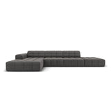 Jennifer 5-Sitzer Ecksofa, Linke Seite, mit Bezug aus Samt (Bluvel 14) in Grau, 341x166 cm – Bild 1