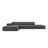 Jennifer 5-Sitzer Ecksofa, Linke Seite, mit Bezug aus Samt (Bluvel 14) in Grau, 341x166 cm – Bild 1