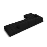 Jennifer 5-Sitzer Ecksofa, Linke Seite, mit Bezug aus Samt (Bluvel 19) in Schwarz, 341x166 cm – Bild 5