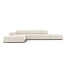 Jennifer 5-Sitzer Ecksofa, Linke Seite, mit Bezug aus Samt (Bluvel 22) in Leichtes Beige, 341x166 cm – Bild 1