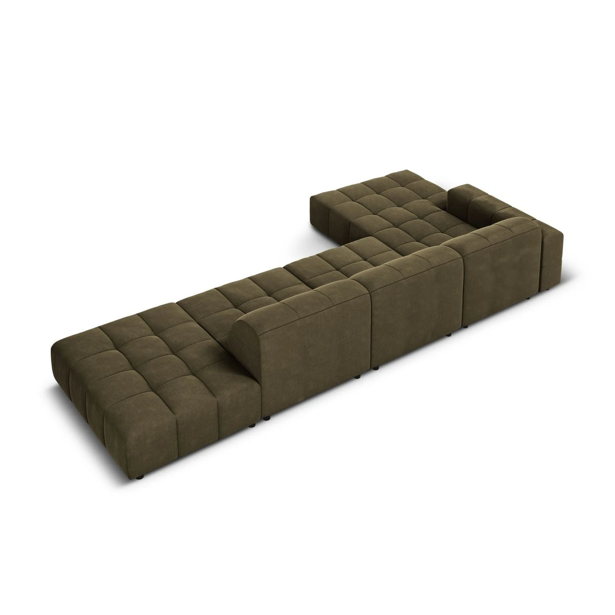 Jennifer 5-Sitzer Ecksofa, Linke Seite, mit Bezug aus Samt (Bluvel 77) in Grün, 341x166 cm – Bild 5