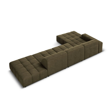 Jennifer 5-Sitzer Ecksofa, Linke Seite, mit Bezug aus Samt (Bluvel 77) in Grün, 341x166 cm – Bild 5