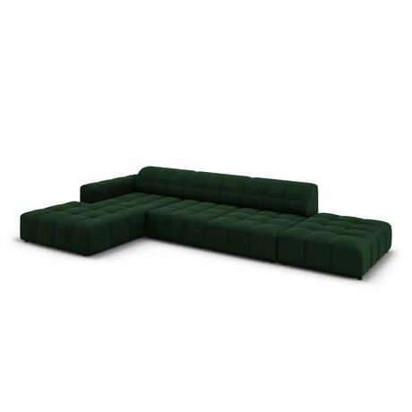 Jennifer 5-Sitzer Ecksofa, Linke Seite, mit Bezug aus Samt (Bluvel 78) in Flaschengrün, 341x166 cm – Bild 4