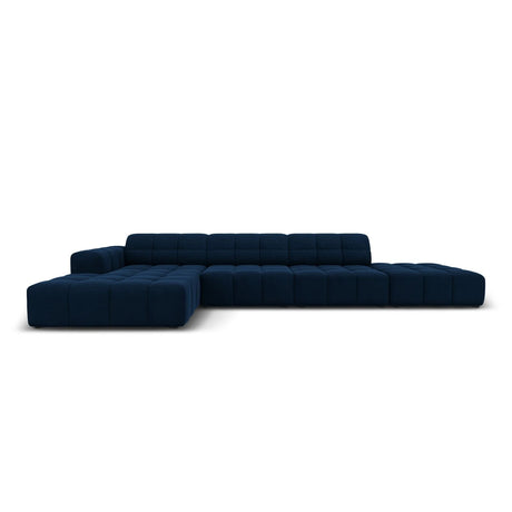 Jennifer 5-Sitzer Ecksofa, Linke Seite, mit Bezug aus Samt (Bluvel 86) in Königsblau, 341x166 cm – Bild 1