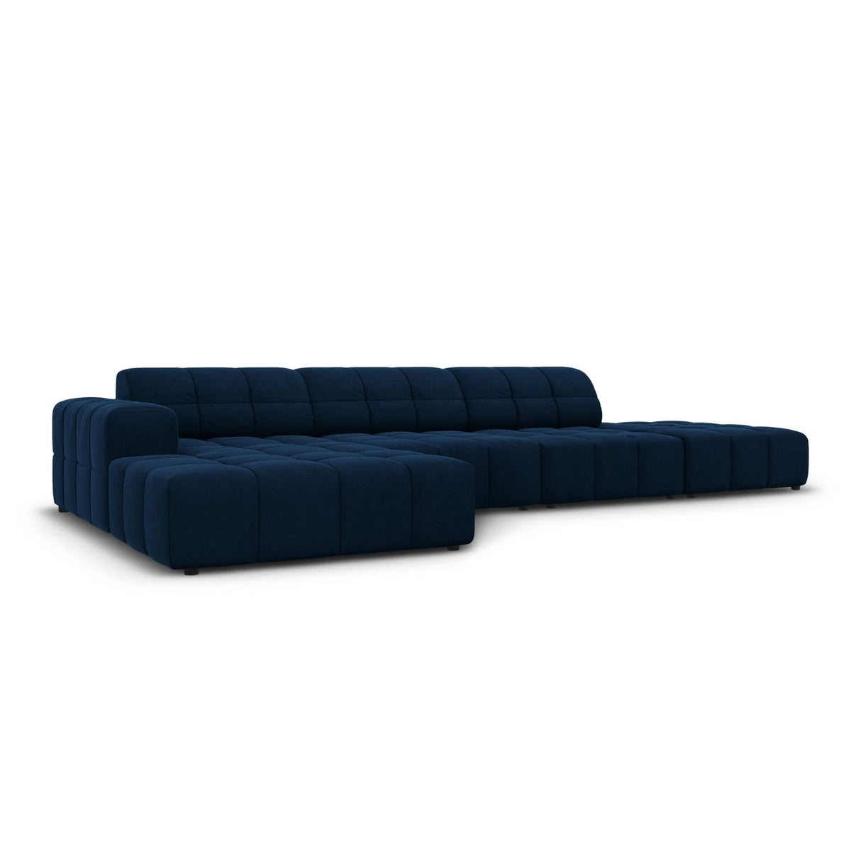 Jennifer 5-Sitzer Ecksofa, Linke Seite, mit Bezug aus Samt (Bluvel 86) in Königsblau, 341x166 cm – Bild 3