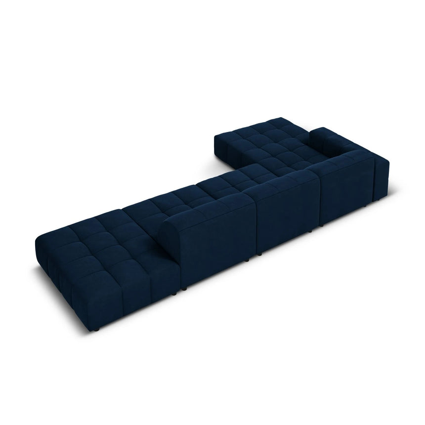 Jennifer 5-Sitzer Ecksofa, Linke Seite, mit Bezug aus Samt (Bluvel 86) in Königsblau, 341x166 cm – Bild 5