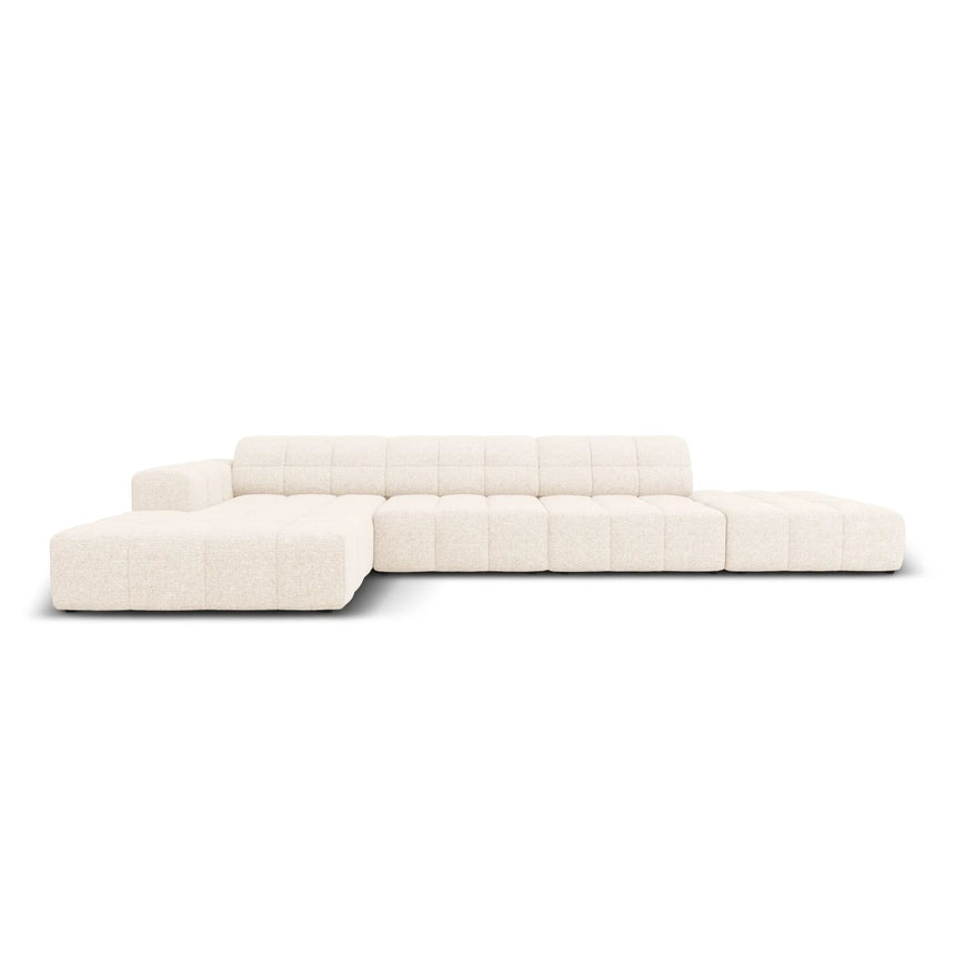 Jennifer 5-Sitzer Ecksofa, Linke Seite, mit Bezug aus Samt oder Chenille, 341x166 cm – Bild 1