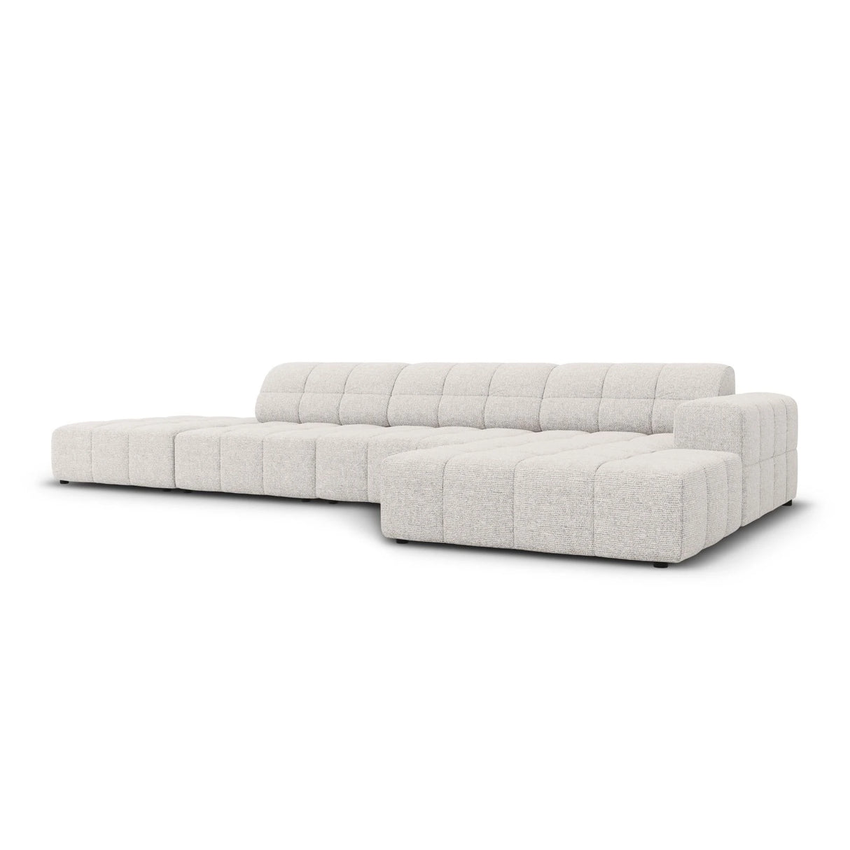 Jennifer 5-Sitzer Ecksofa, Rechte Seite, mit Bezug aus Chenille (Haga 06) in Hellgrau, 341x166 cm – Bild 3