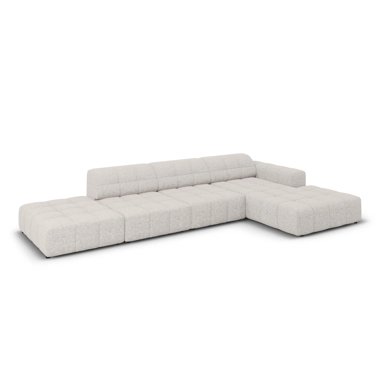 Jennifer 5-Sitzer Ecksofa, Rechte Seite, mit Bezug aus Chenille (Haga 06) in Hellgrau, 341x166 cm – Bild 4