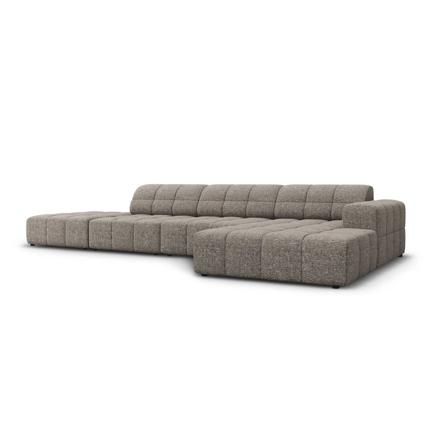 Jennifer 5-Sitzer Ecksofa, Rechte Seite, mit Bezug aus Chenille (Haga 16) in Grau, 341x166 cm – Bild 3