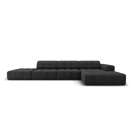 Jennifer 5-Sitzer Ecksofa, Rechte Seite, mit Bezug aus Chenille (Haga 19) in Schwarz, 341x166 cm – Bild 1