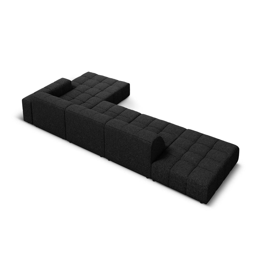 Jennifer 5-Sitzer Ecksofa, Rechte Seite, mit Bezug aus Chenille (Haga 19) in Schwarz, 341x166 cm – Bild 5