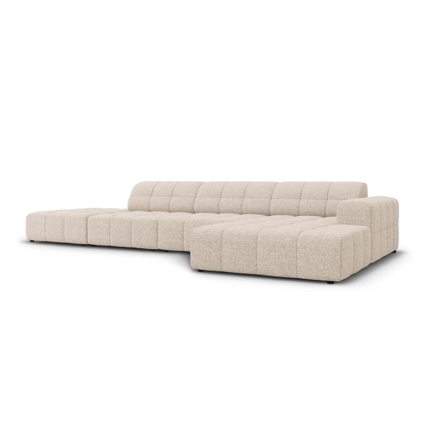 Jennifer 5-Sitzer Ecksofa, Rechte Seite, mit Bezug aus Chenille (Haga 30) in Beige, 341x166 cm – Bild 3