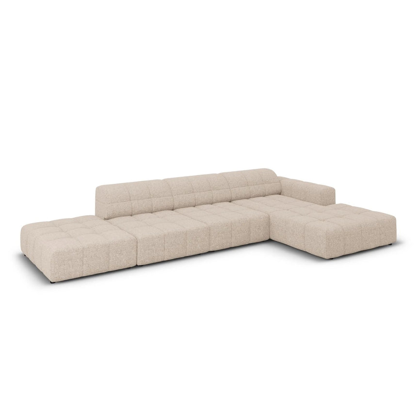 Jennifer 5-Sitzer Ecksofa, Rechte Seite, mit Bezug aus Chenille (Haga 30) in Beige, 341x166 cm – Bild 4