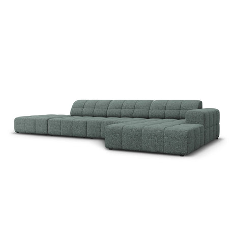 Jennifer 5-Sitzer Ecksofa, Rechte Seite, mit Bezug aus Chenille (Haga 78) in Petrol, 341x166 cm – Bild 3