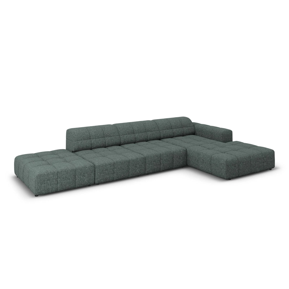 Jennifer 5-Sitzer Ecksofa, Rechte Seite, mit Bezug aus Chenille (Haga 78) in Petrol, 341x166 cm – Bild 4