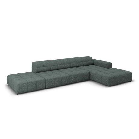 Jennifer 5-Sitzer Ecksofa, Rechte Seite, mit Bezug aus Chenille (Haga 78) in Petrol, 341x166 cm – Bild 4