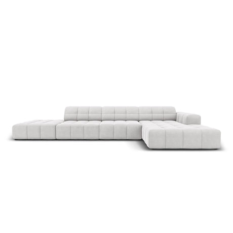 Jennifer 5-Sitzer Ecksofa, Rechte Seite, mit Bezug aus Samt (Bluvel 03) in Silver, 341x166 cm – Bild 1