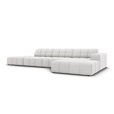 Jennifer 5-Sitzer Ecksofa, Rechte Seite, mit Bezug aus Samt (Bluvel 03) in Silver, 341x166 cm – Bild 3